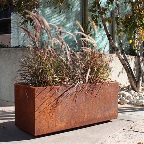 veradek metallic series long box planter corten steel|corten steel veradek arrangement picture.